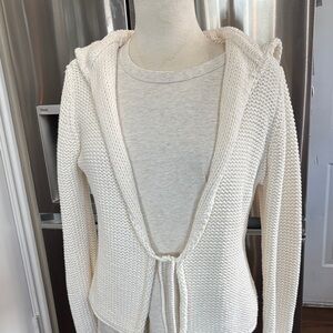 GAP Cream Hooded Knit Cardigan